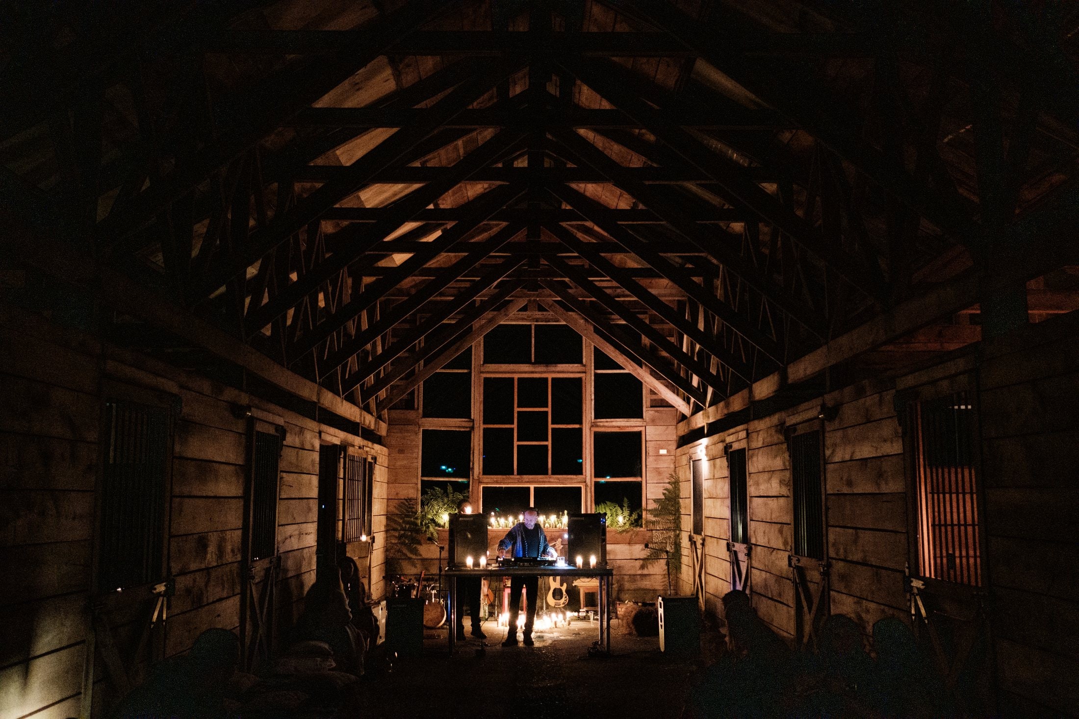 The stables after dark at Black Swan near Valdivia, Chile